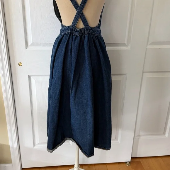 Urban Outfitters Med Blue Denim Midi Plunging Dress size Med - Picture 6 of 9